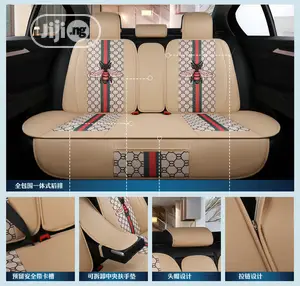 Classic Cream Butterfly Leather Seat Covers for Cars