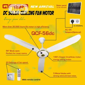 QASA Ac/Dc Ceiling Fan With Solar Panel 50watt