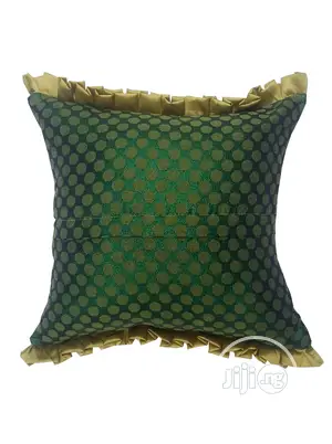 Green Dotted Throw Pillow - 18 by 18inchs