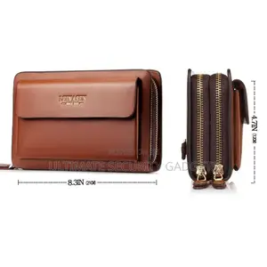 Genuine Leather Men’S Wallet (Double Coins Zippers)