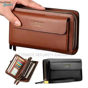 Genuine Leather Men’S Wallet (Double Coins Zippers)