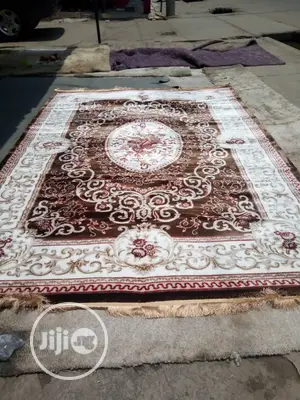 Coffee Brown Background Arabian Center Rugs 7/10