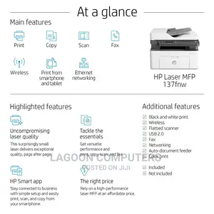 Hp Laser Mfp 137fnw (4zb84a)