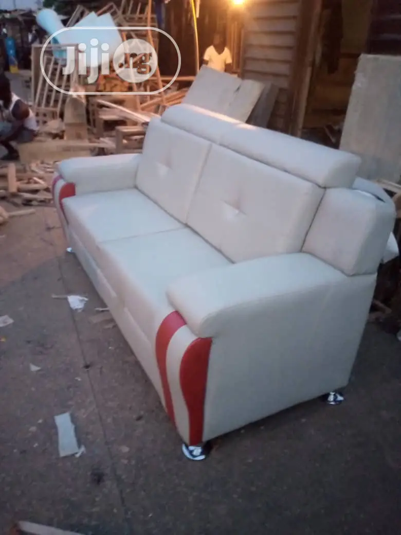 7 Seater Executive White Leather Sofa