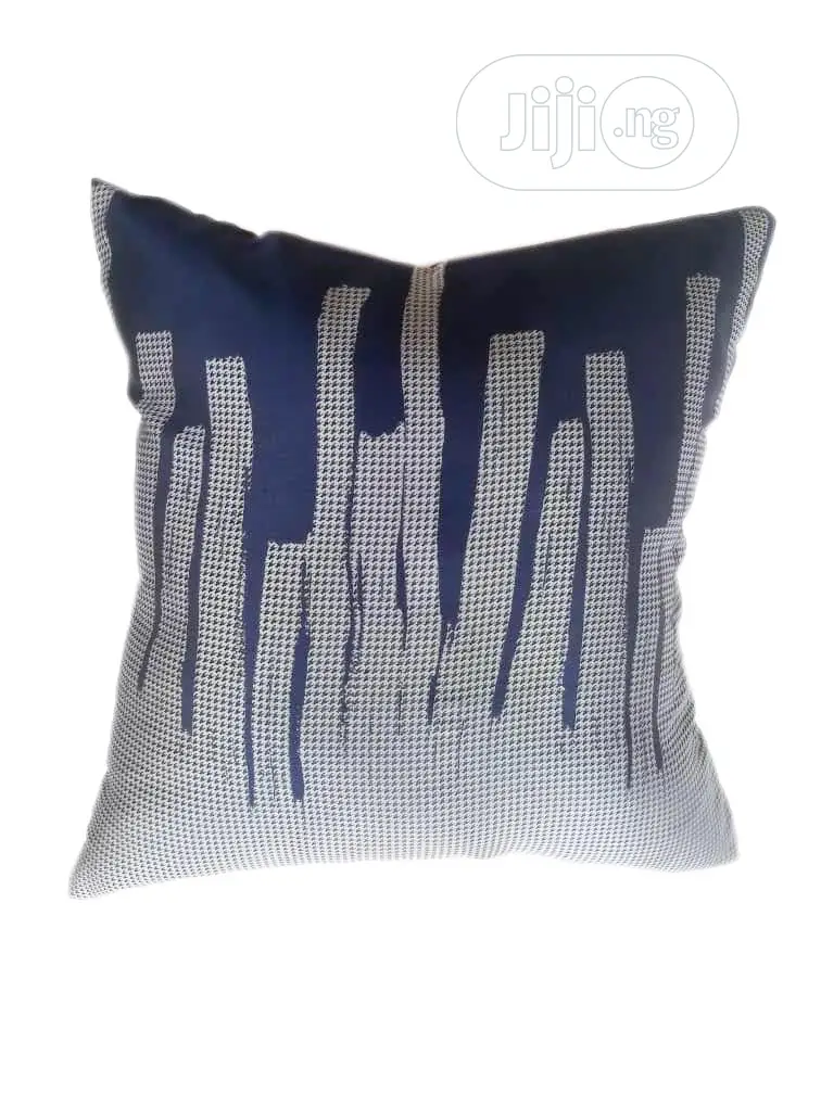 Throw Pillow -Navy Blue With Silver Design