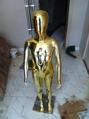 Age 6 To 12 Years Unisex Gold Chrome Kids Mannequins