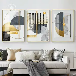 Stitching Canvas Print Gold Art With Frame