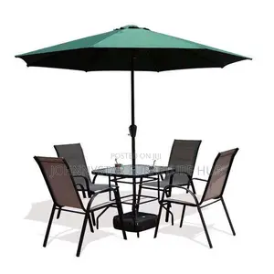 Outdoor Chairs and Unbrella With Table