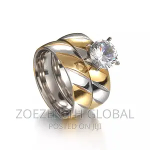 Gold Plated Stainless Steel Wedding Rings for Couples