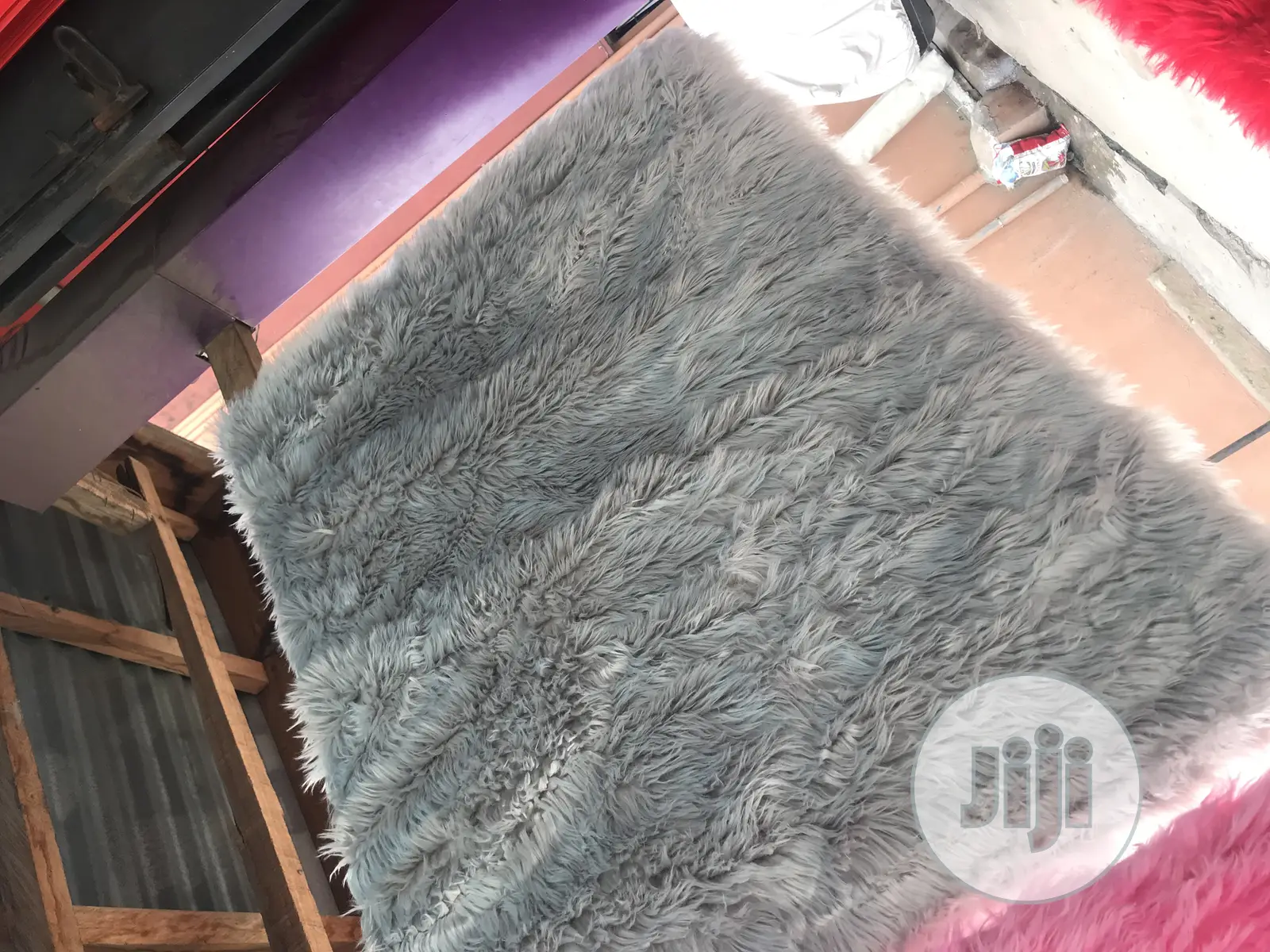 Soft Faux Fur Rugs Plain Grey 4/6