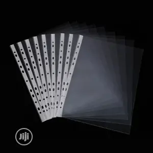 100pcs A4 Clear Plastic Punched Pockets Folders Filing