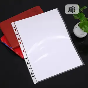 100pcs A4 Clear Plastic Punched Pockets Folders Filing
