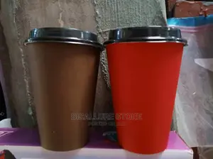 12oz Paper Cup With Lid Cover - 50 Pieces