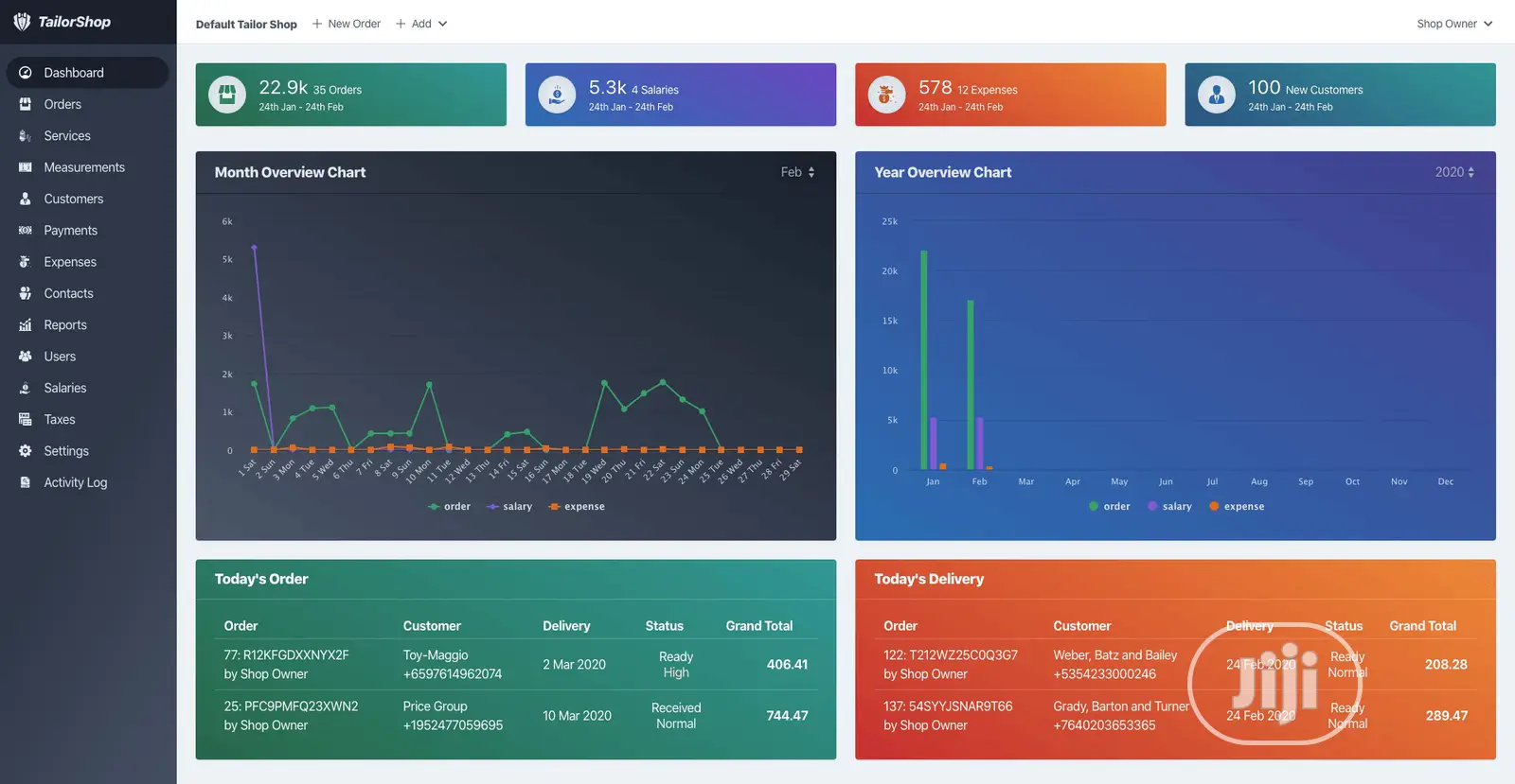 Tailor / Fashion Designer Management System / Software