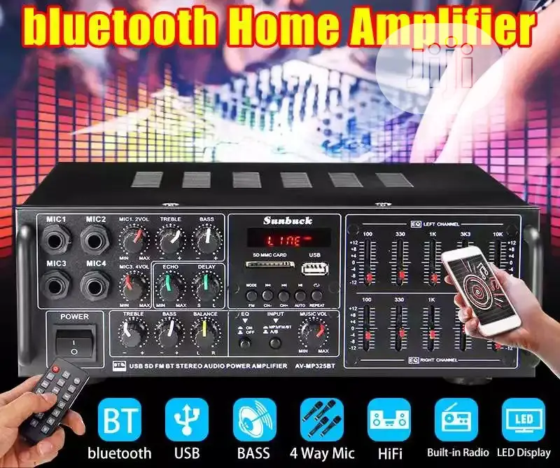 Professional Stereo Amplifier With Bluetooth,USB and Remote