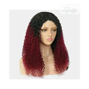 Invisible Parting Black Wine Curl Wig
