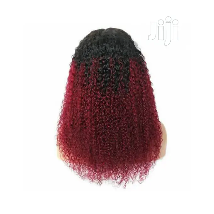 Invisible Parting Black Wine Curl Wig