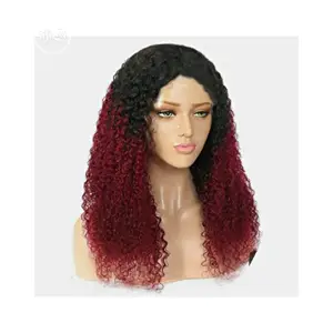 Invisible Parting Black Wine Curl Wig