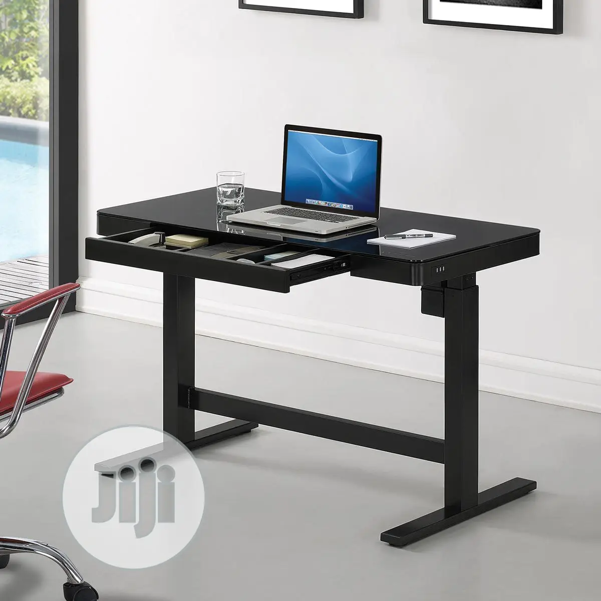 Adjustable Height Computer Desk – White