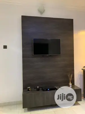 Tv False Wall and Wooden Console