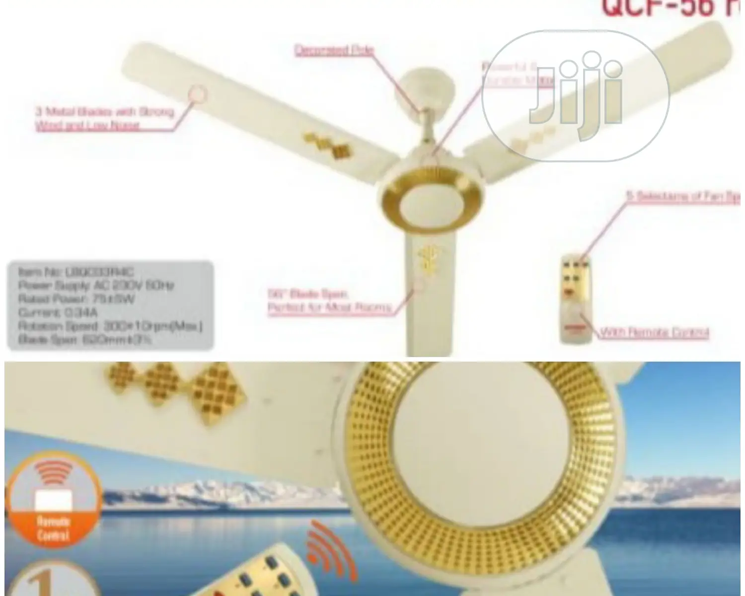 56" Qasa Ceiling Fan With Remote Control