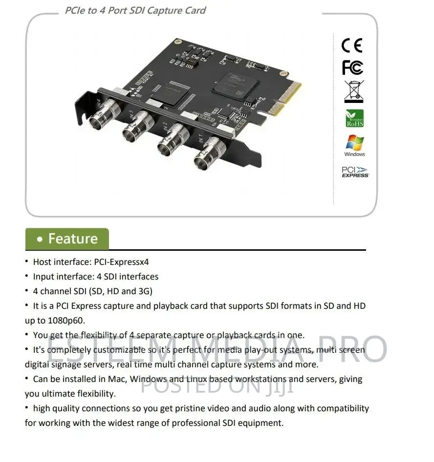 1 X Pcie to 4 Port SDI Video Capture