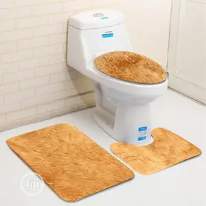 3pcs Non-Slip Mats Toilet Seat Cover Soft Bath Room
