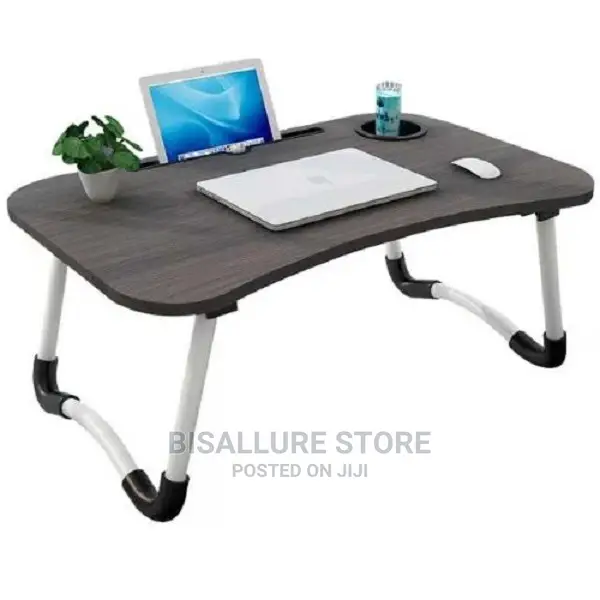 Laptop Table With Cup + Tablet Holder- Black