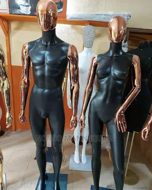 Blqck And Bronze Male And Female Mannequins