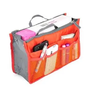 Double Zipper Cosmetics Organizer Bag - Orange