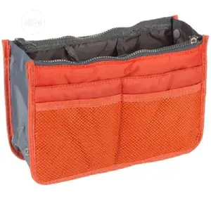Double Zipper Cosmetics Organizer Bag - Orange
