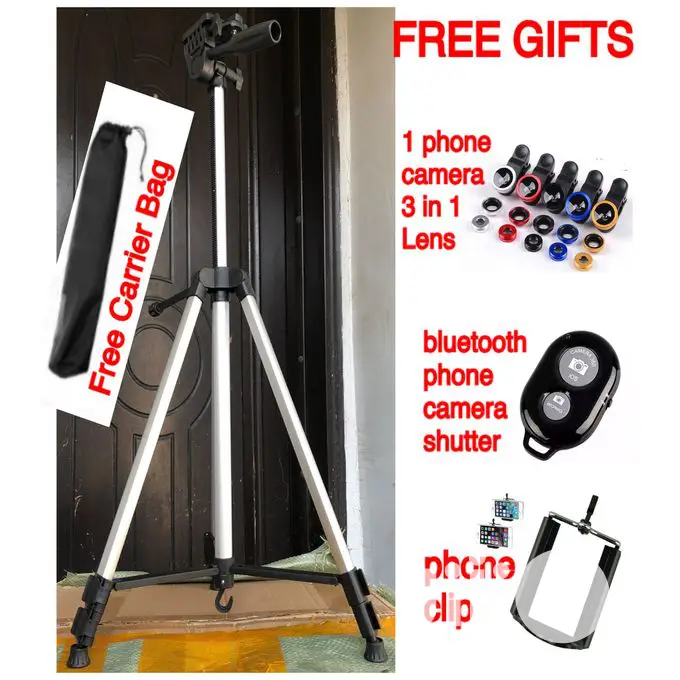 Tripod Stand With 3 in 1 Phone Len Camera Bluetooth Shutter