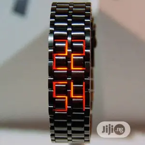 Black Full Metal Digital Lava Wrist Watch Unisex