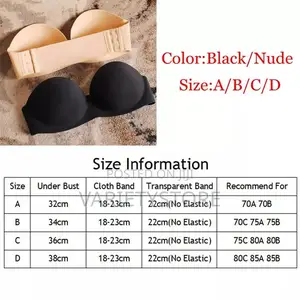 Sexy Non-Slip Strapless Gathering Invisible Push Up Bra