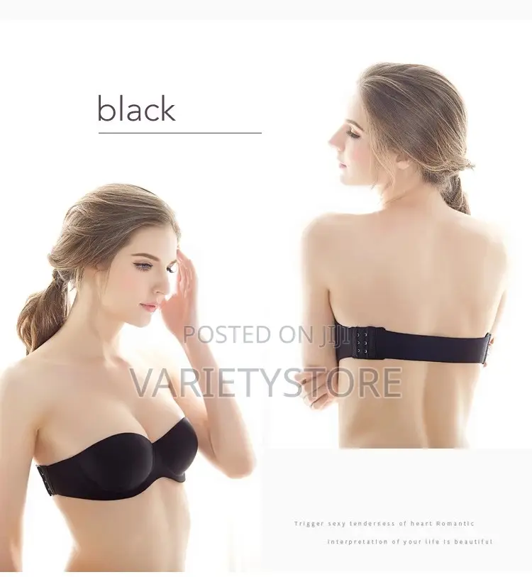 Sexy Non-Slip Strapless Gathering Invisible Push Up Bra