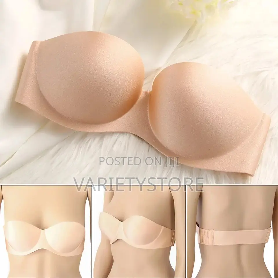Sexy Non-Slip Strapless Gathering Invisible Push Up Bra