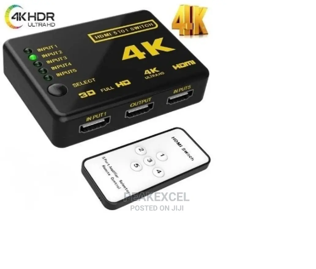 5 Port HDMI Switch With IR Remote - Full HD