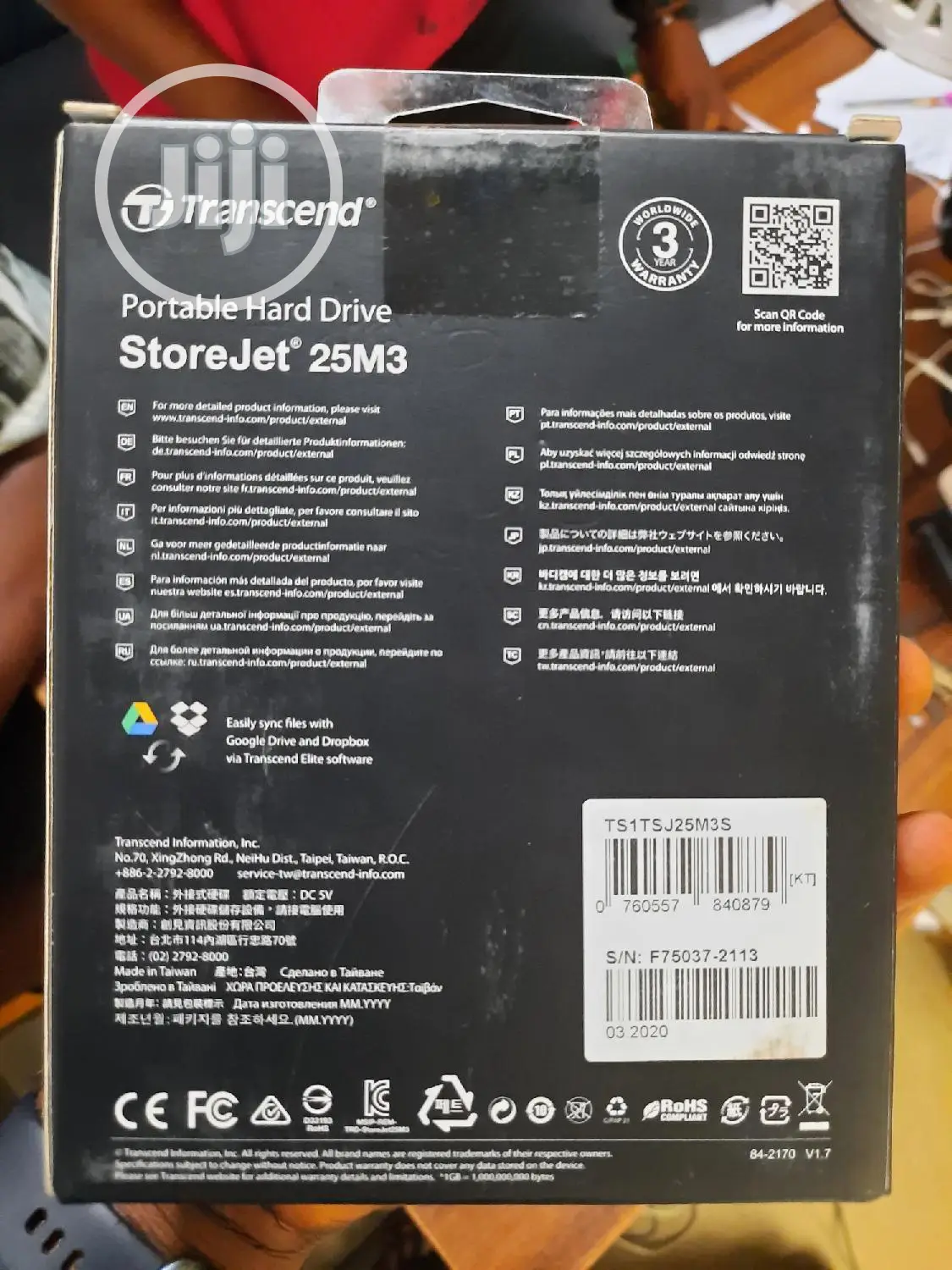 New Transcend Portable Hard Drive Storejet 25M3, 1TB