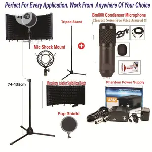 Adjustable 6 in 1 Microphone Vocal Booth Shield Sets
