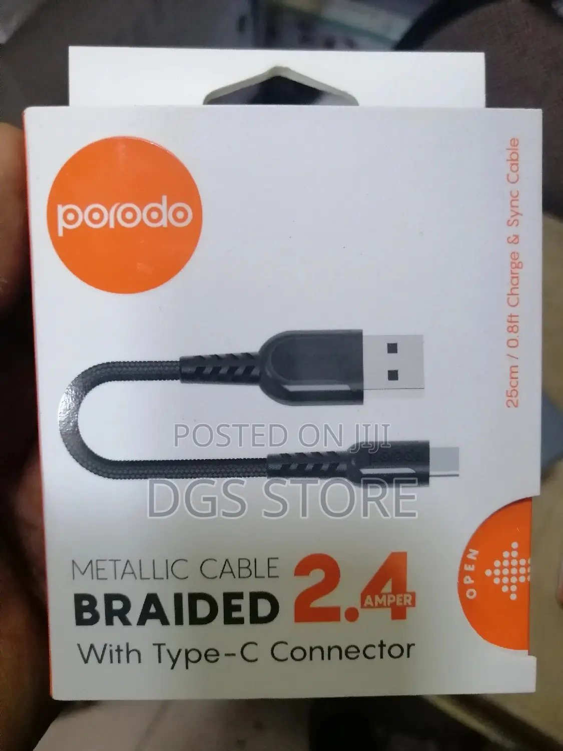Porodo Matallic Cable Braided 2.4 With Type C Cable