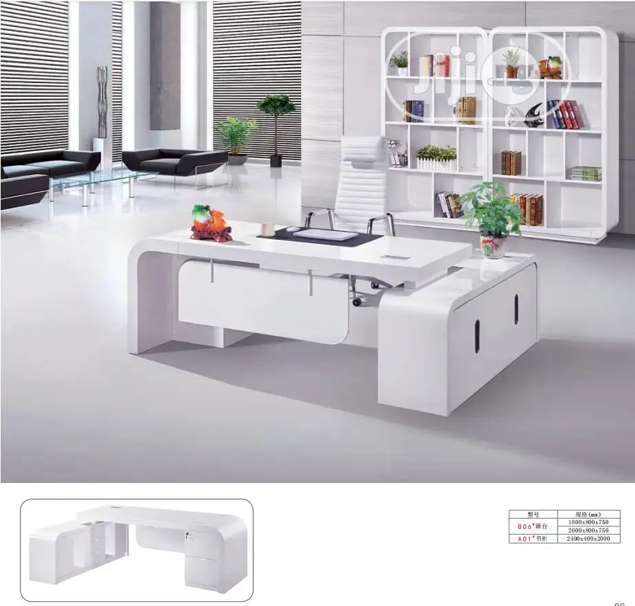 1.8 Meters White Executive Table