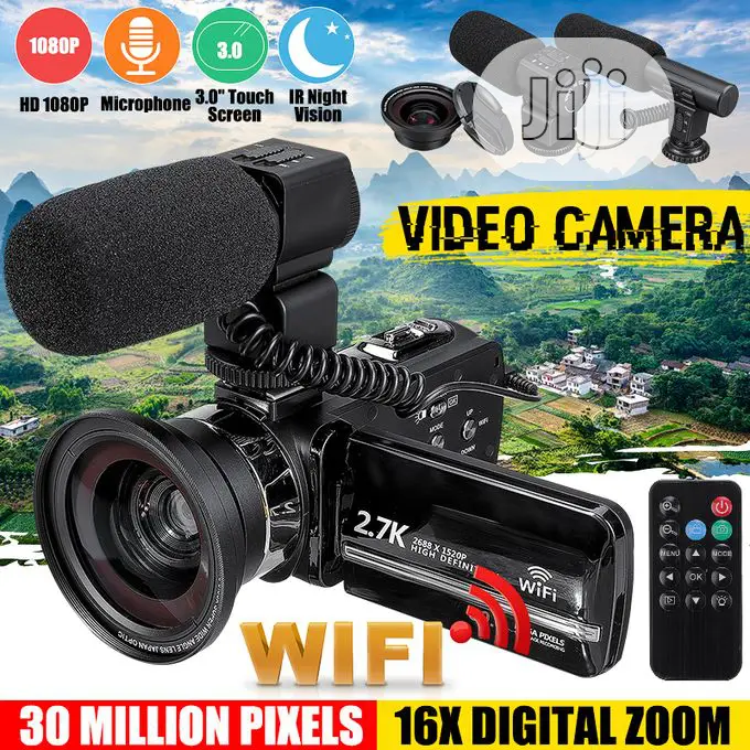 Wifi HD DV Digital Camera External Microphone Wide-Angle Len