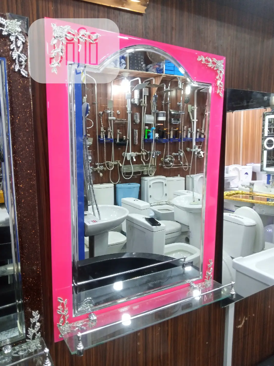 Single Shelve Mirror Pink 1