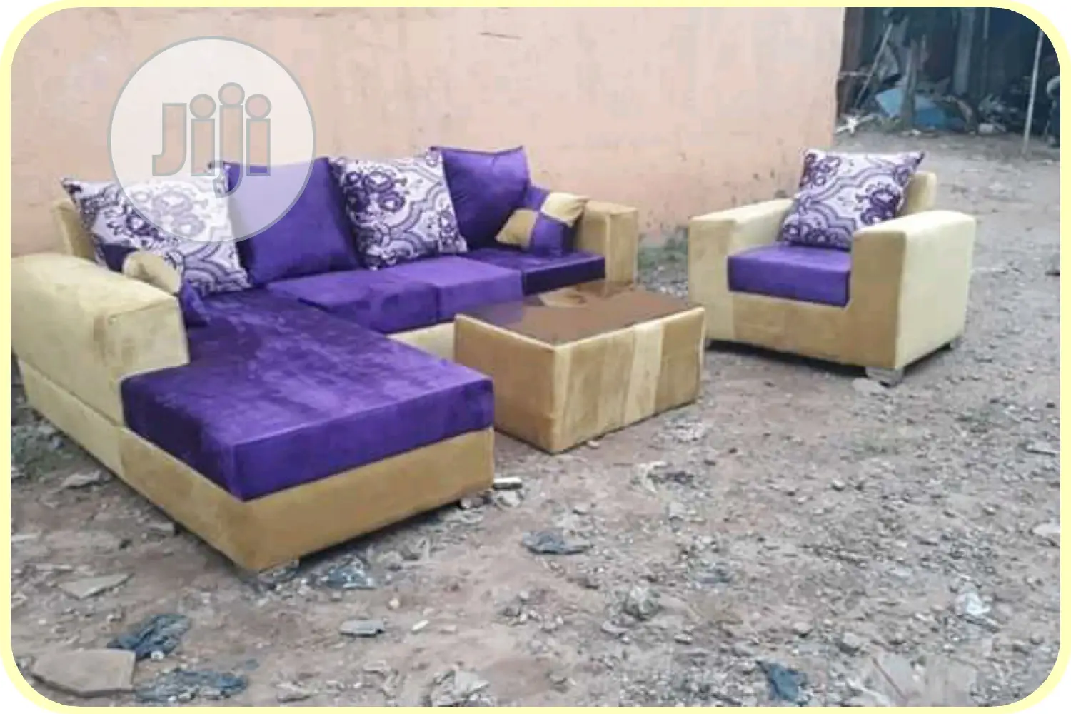 L- Shaped Fabric Sofa With a Single