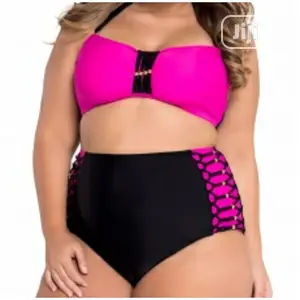 High Waist Bikini Emfed Bandeau Swimsuit