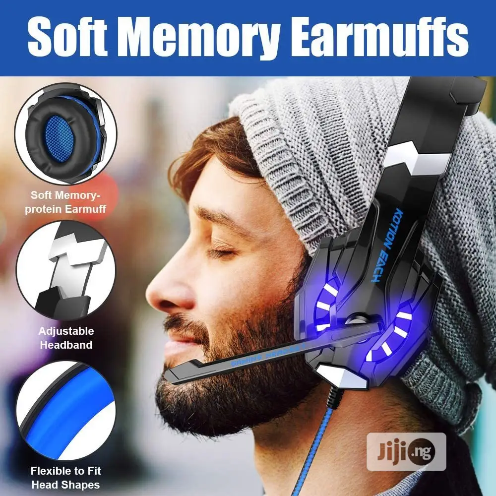 Gaming Headset With Light Mic Bass for PS4 Xbox PC Computer