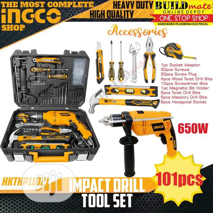 Angle Grinder and Impact Drill With Tool Sets