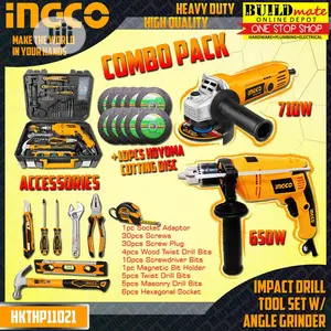 Angle Grinder and Impact Drill With Tool Sets