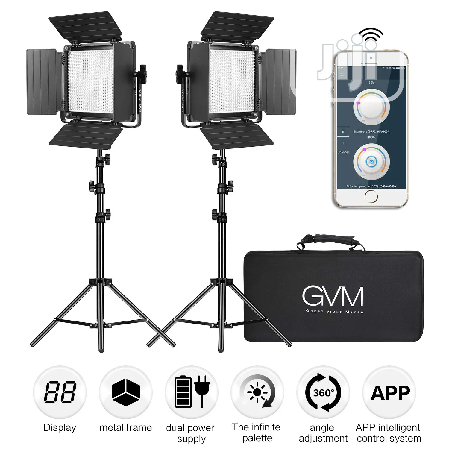GVM Bi-Color Led Studio Video 2-Panel Light Kit