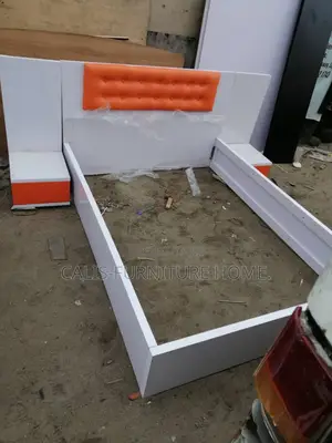 4ft X 6ft Bedframe. White and Orange.
